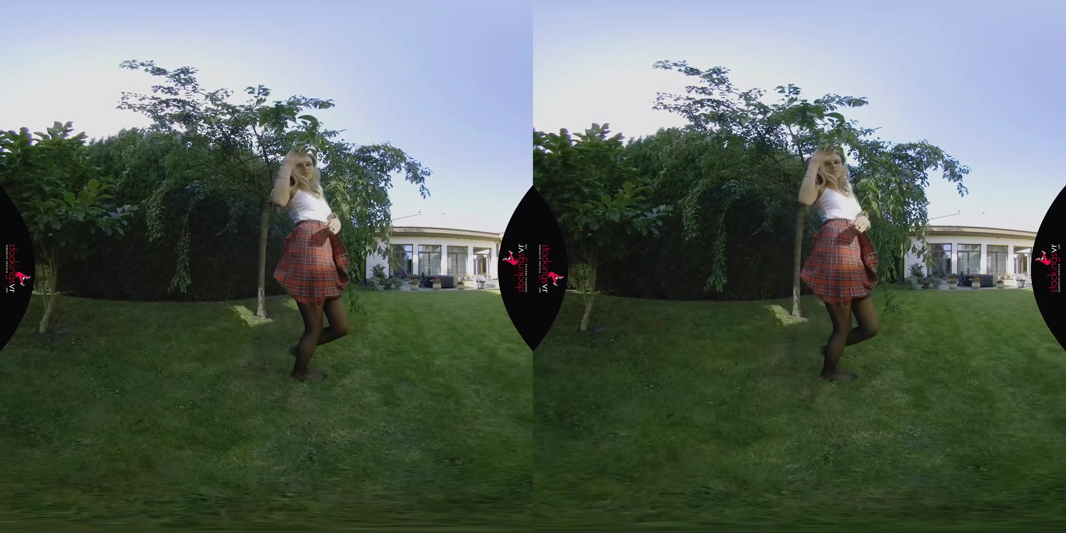 Girl in tartan kilt starring Kate Jones