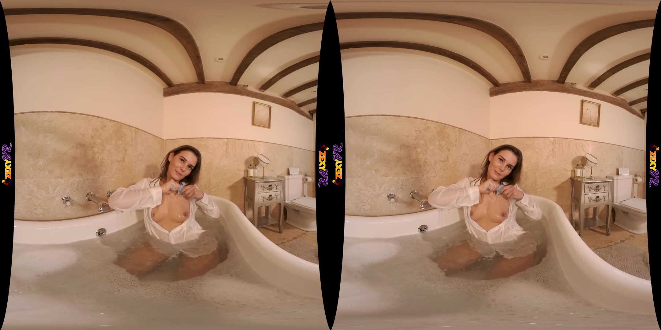 Bubble Trouble - Amateur MILF Wet Shirt in the Bathtub