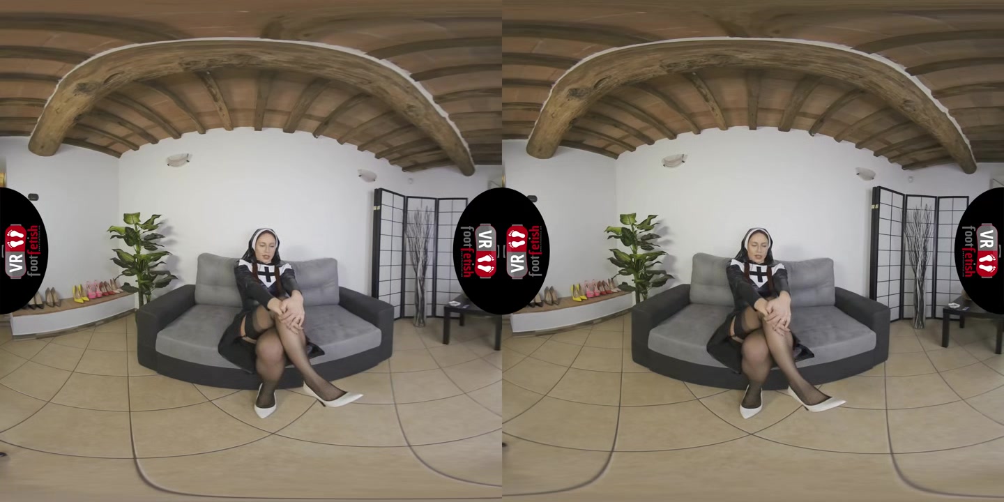 The Sexiest Nun Ever Gaia Takes Off Her Stockings And High Heels To Help You Repent For Your Sins - VRFootFetish