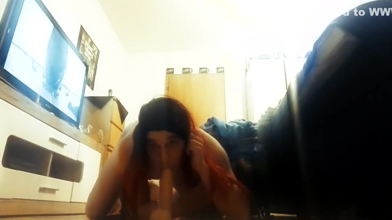 Femboy rides dildo till she comes