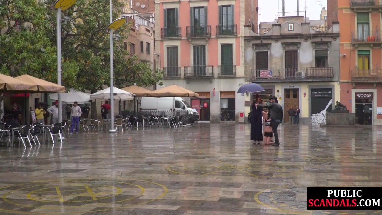 Sub Latina outdoor whipped in public by her kinky domina