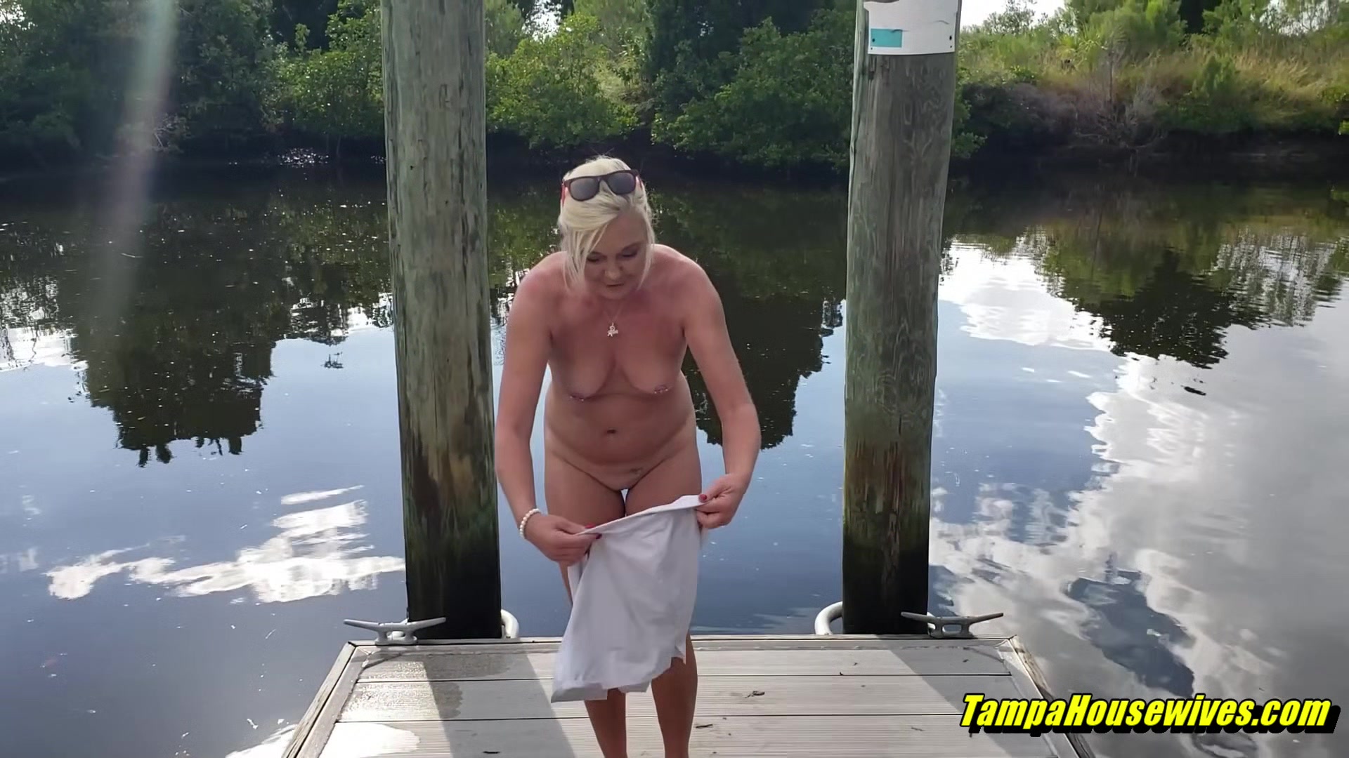 Stripping Full Nude In Public Gets Her a Creampie
