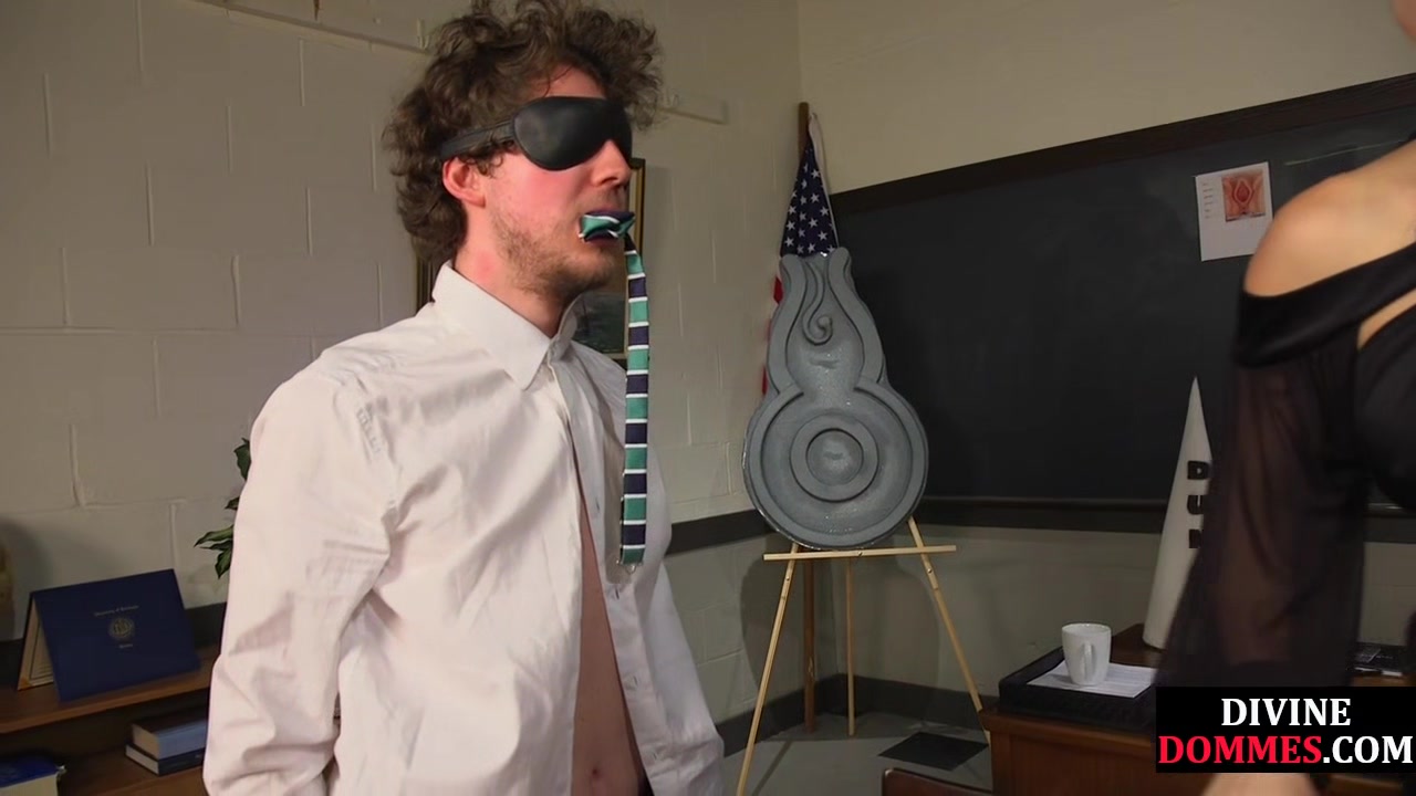 Busty college teacher pegging and whipping her student 18+
