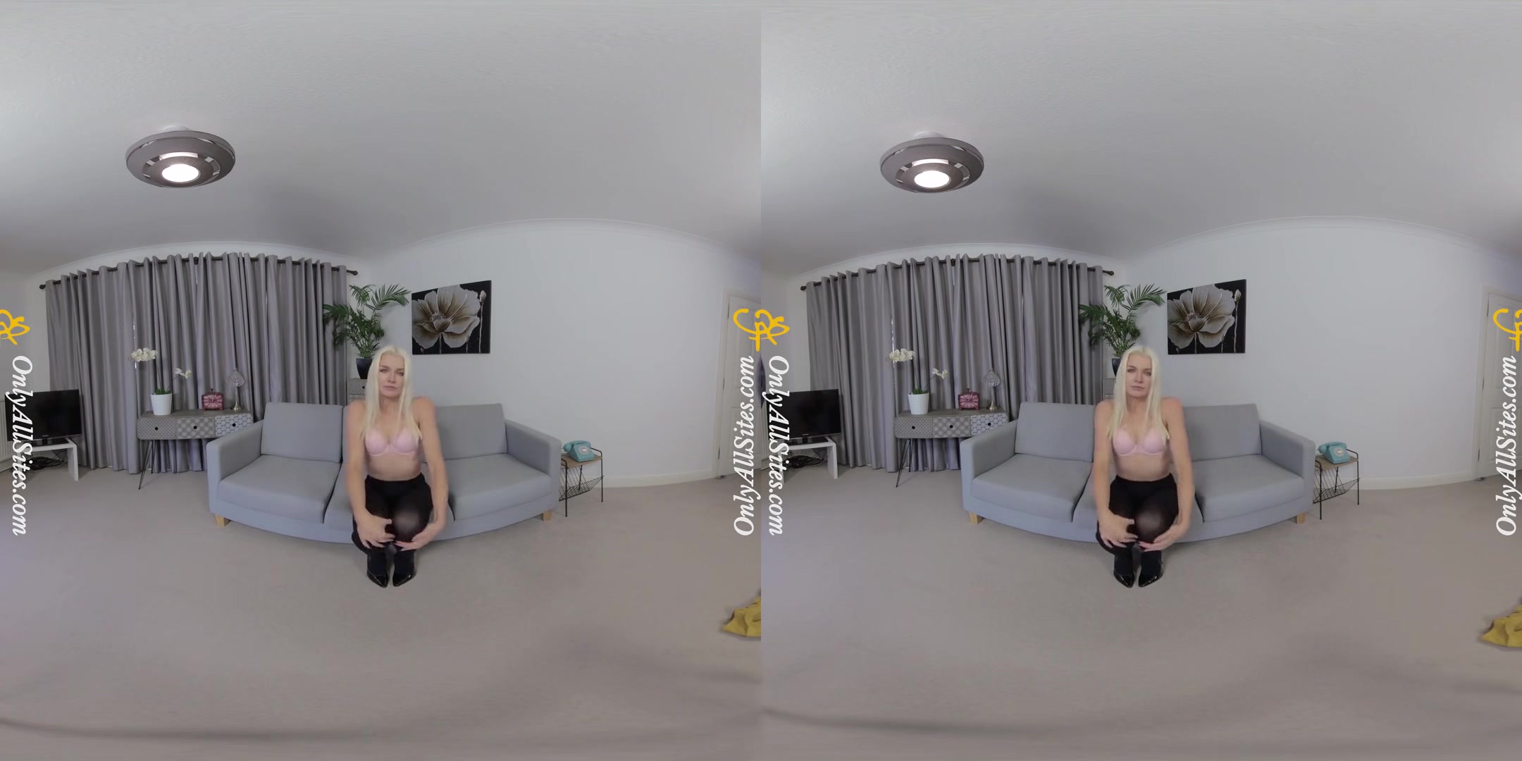Lydia Jane - Home From Work Striptease - Blonde Striptease Pantyhose