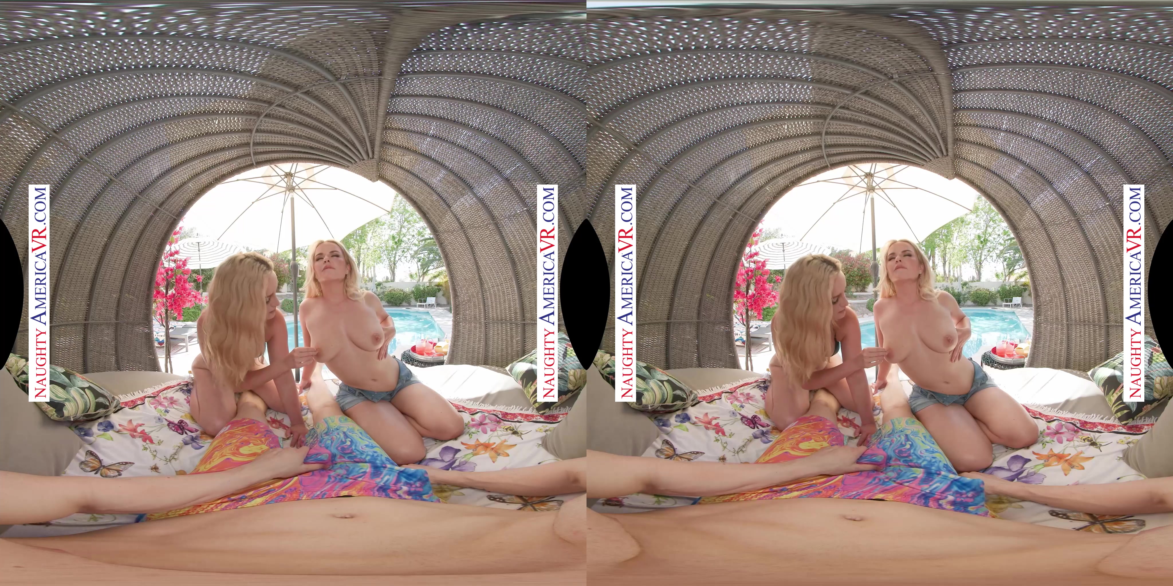 Crazy hot neighbor Slimthick Vic and her sexy Australian friend Charlie Forde stop by your pool to have a naughty threesome!
