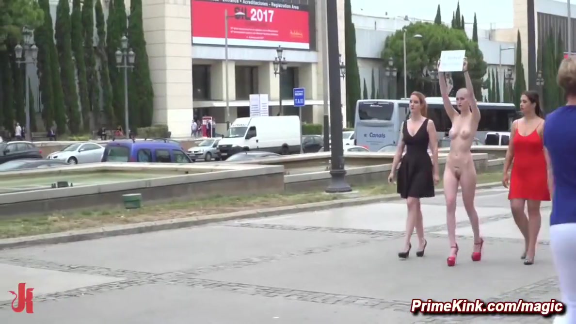 Nerea Falco And Steve Holmes In Publicly Humiliated And Rough Fucked Shaved Head Slave
