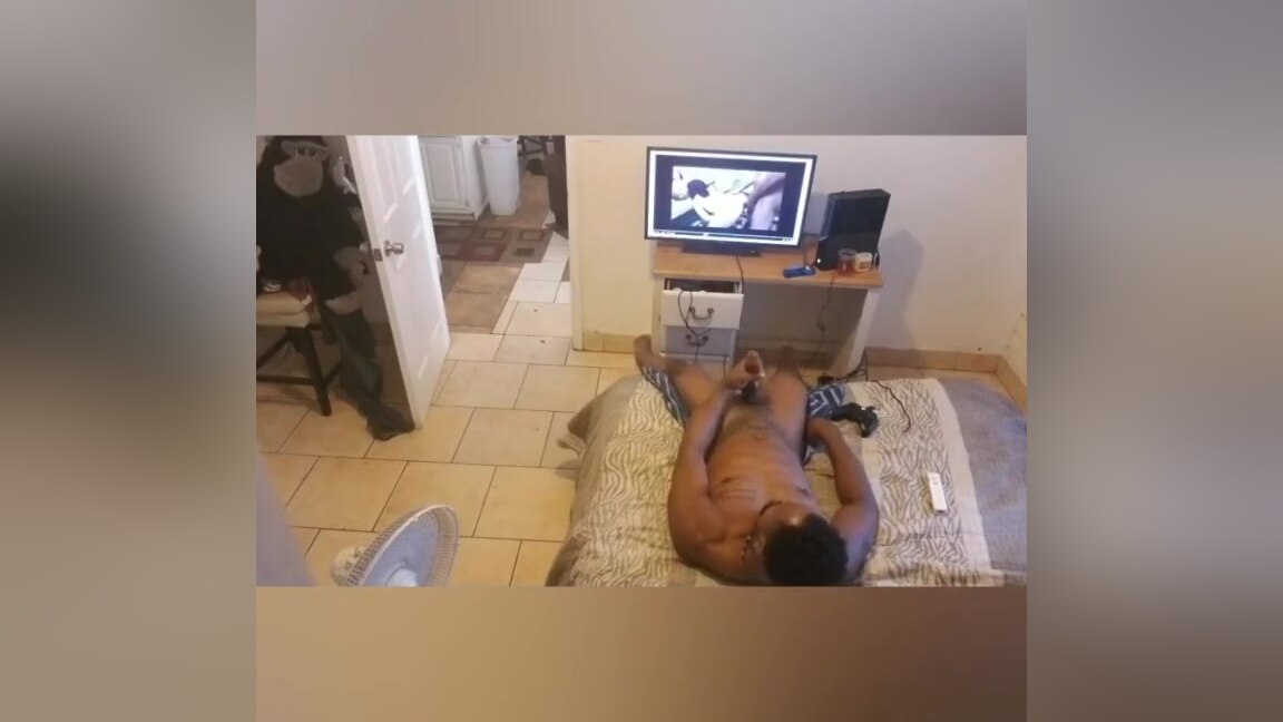 Caught fresh out the shower watching porn