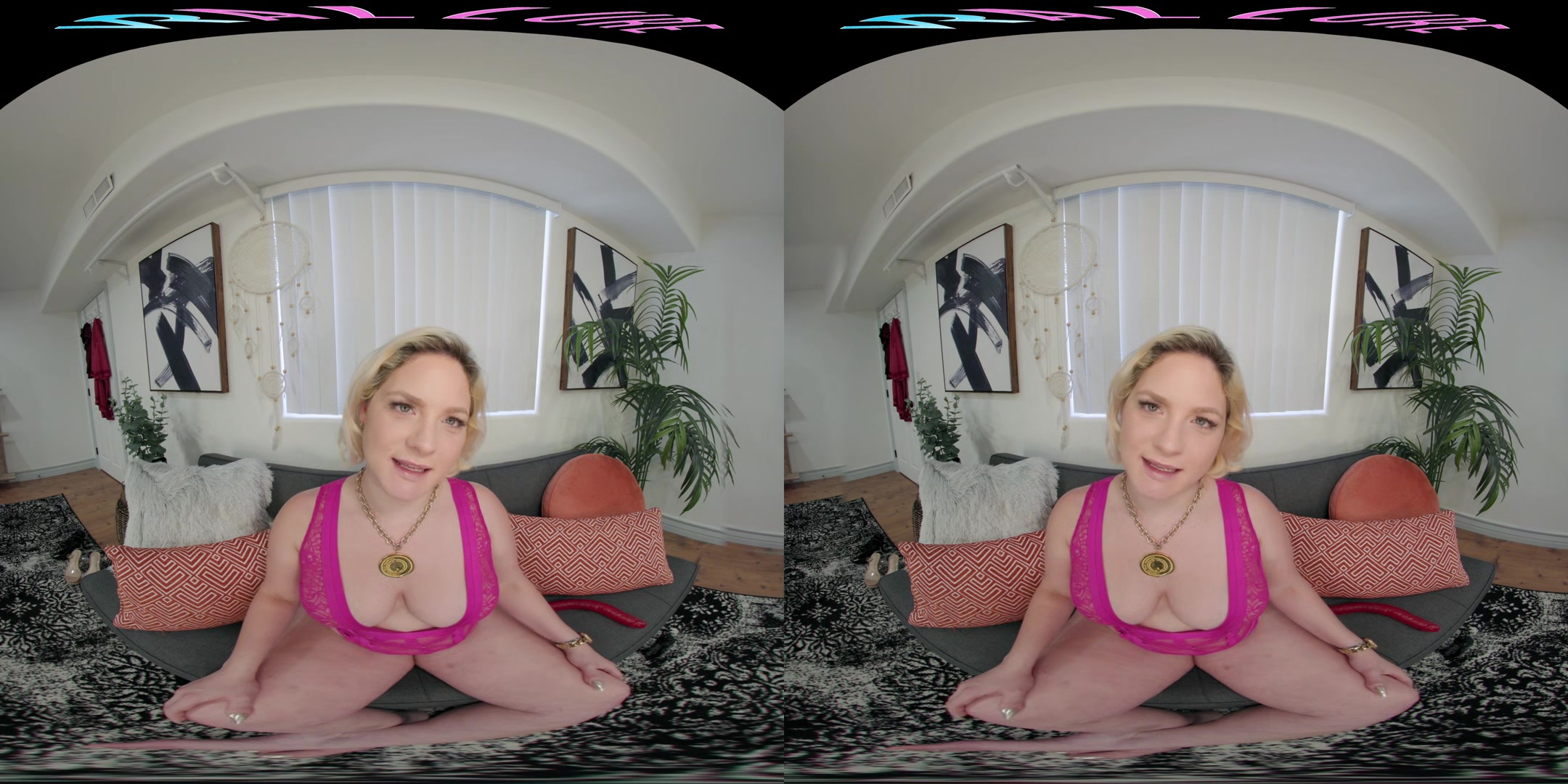 Big titty blonde gets off with her toy in virtual reality