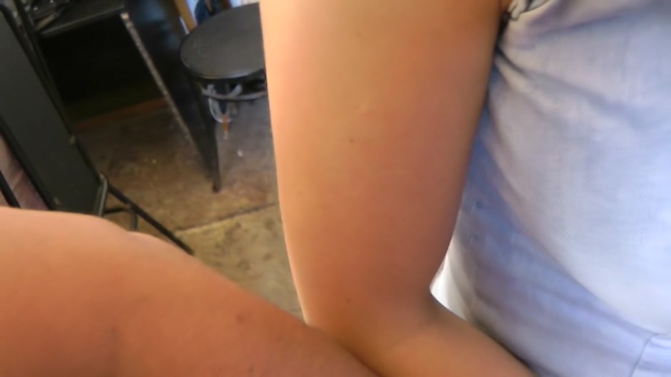 Lusty blonde does anal fisting in public