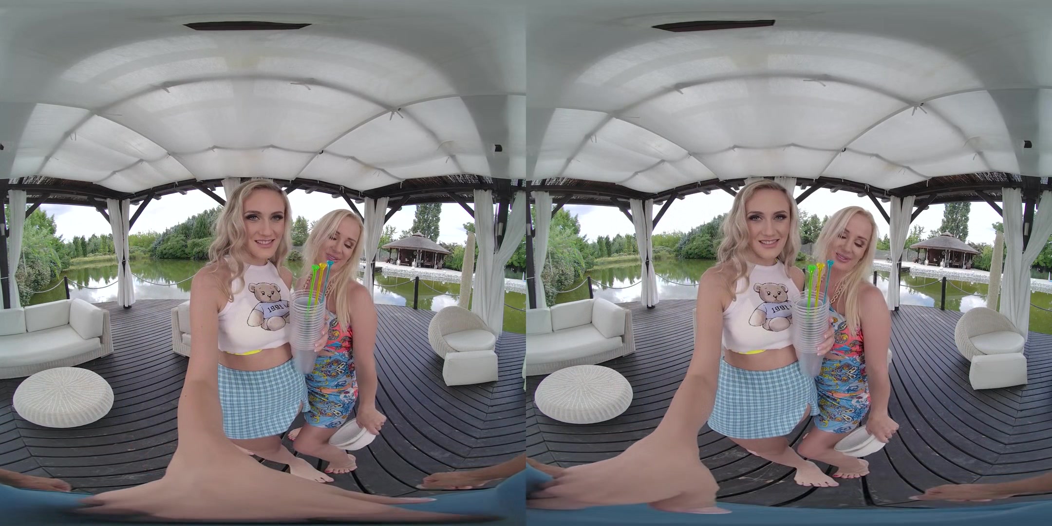 Student's Summer Party; MFF Threesome with Two Blonde Babes