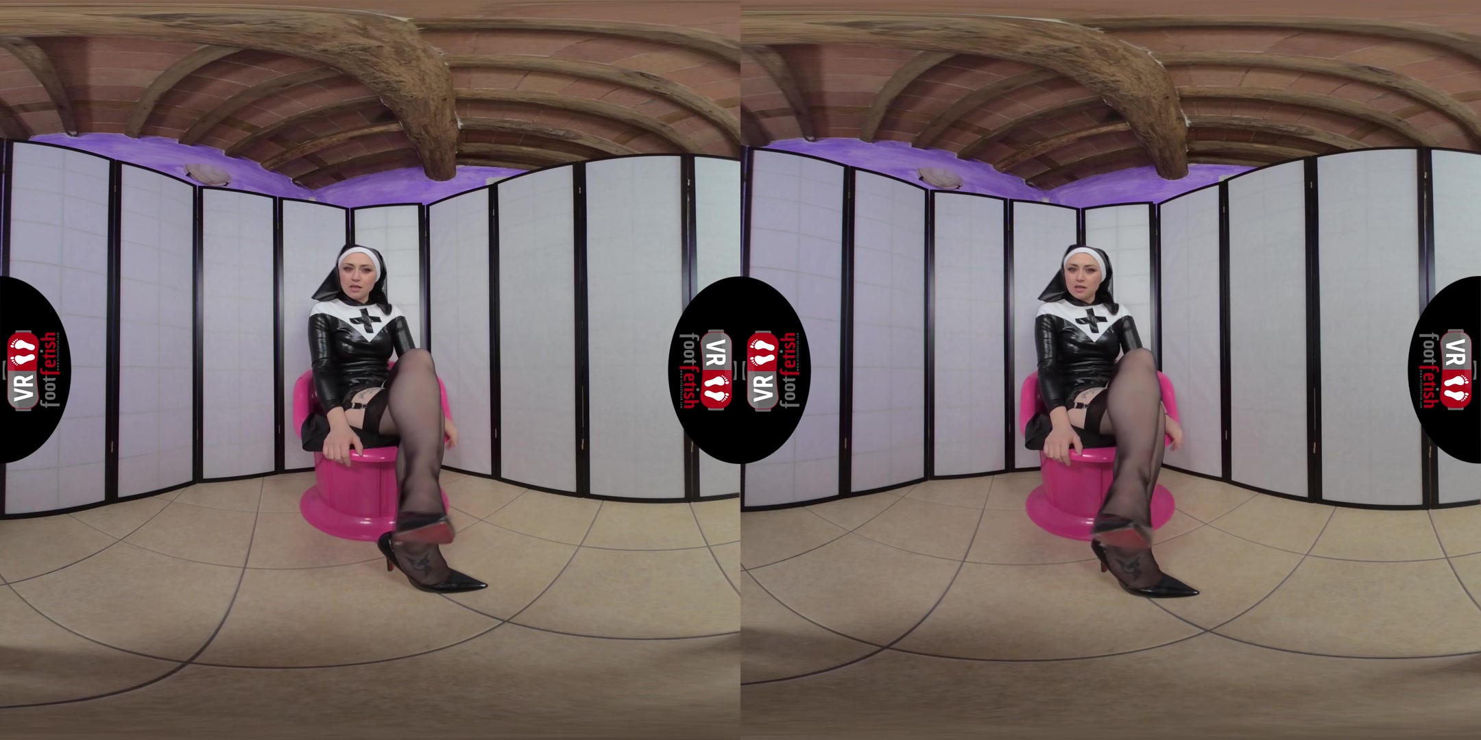 Sinfully Sexy Ammalia Mistreating You In A Nun Costume - VRFootFetish