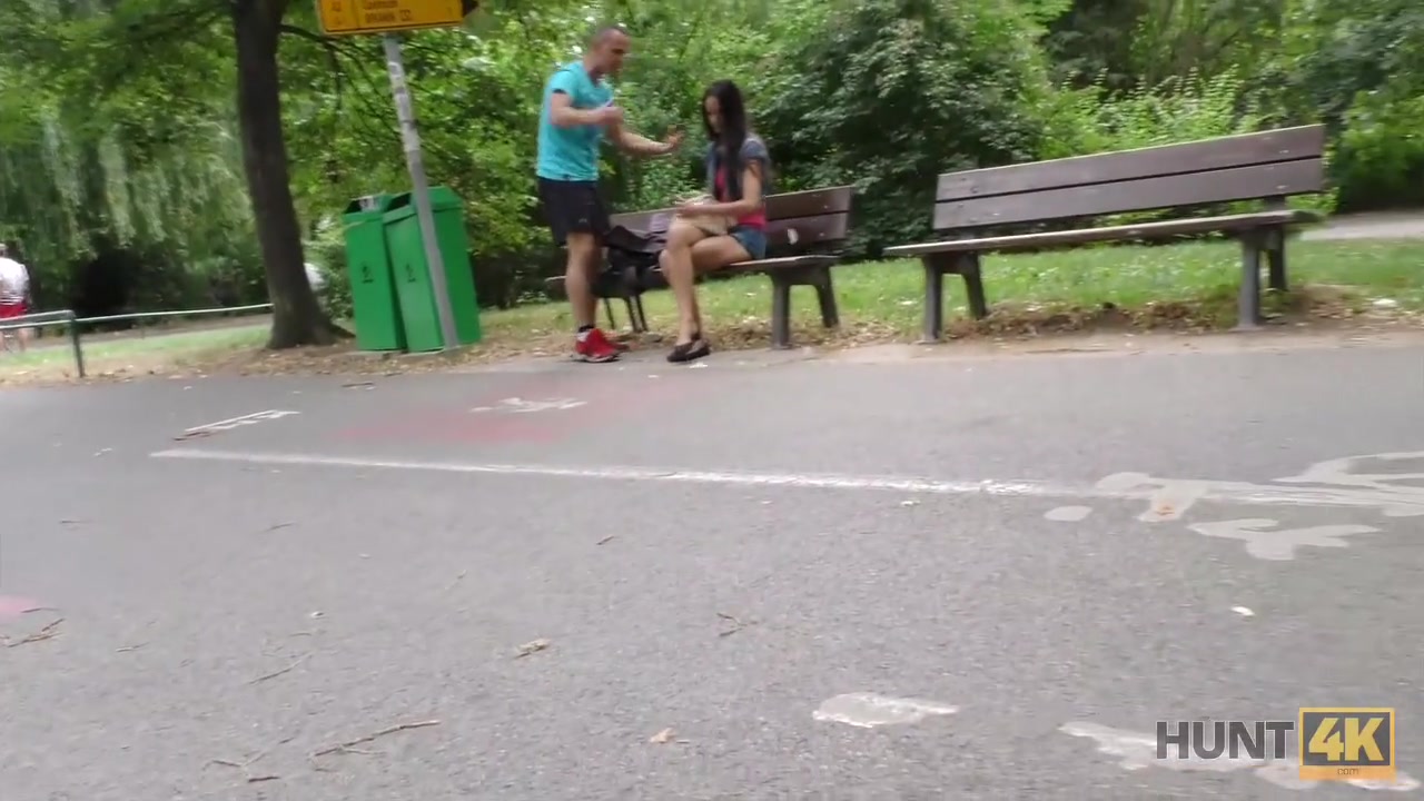 HUNT4K. Pleased cuckold watches girlfriend's outdoor sex with guy