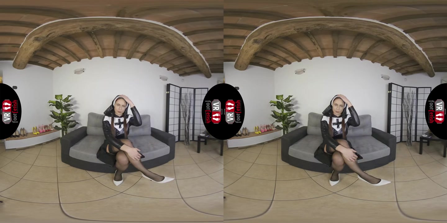 The Sexiest Nun Ever Gaia Takes Off Her Stockings And High Heels To Help You Repent For Your Sins - VRFootFetish