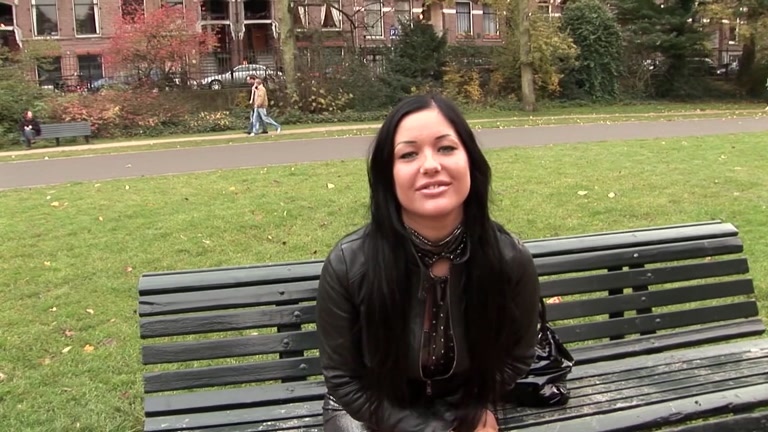 Flashing sexy tits and taking hard dick outdoors
