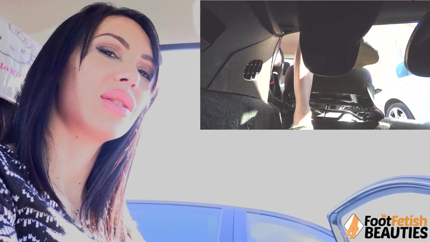 Gorgeously seductive Daniela pumping the car pedals for you