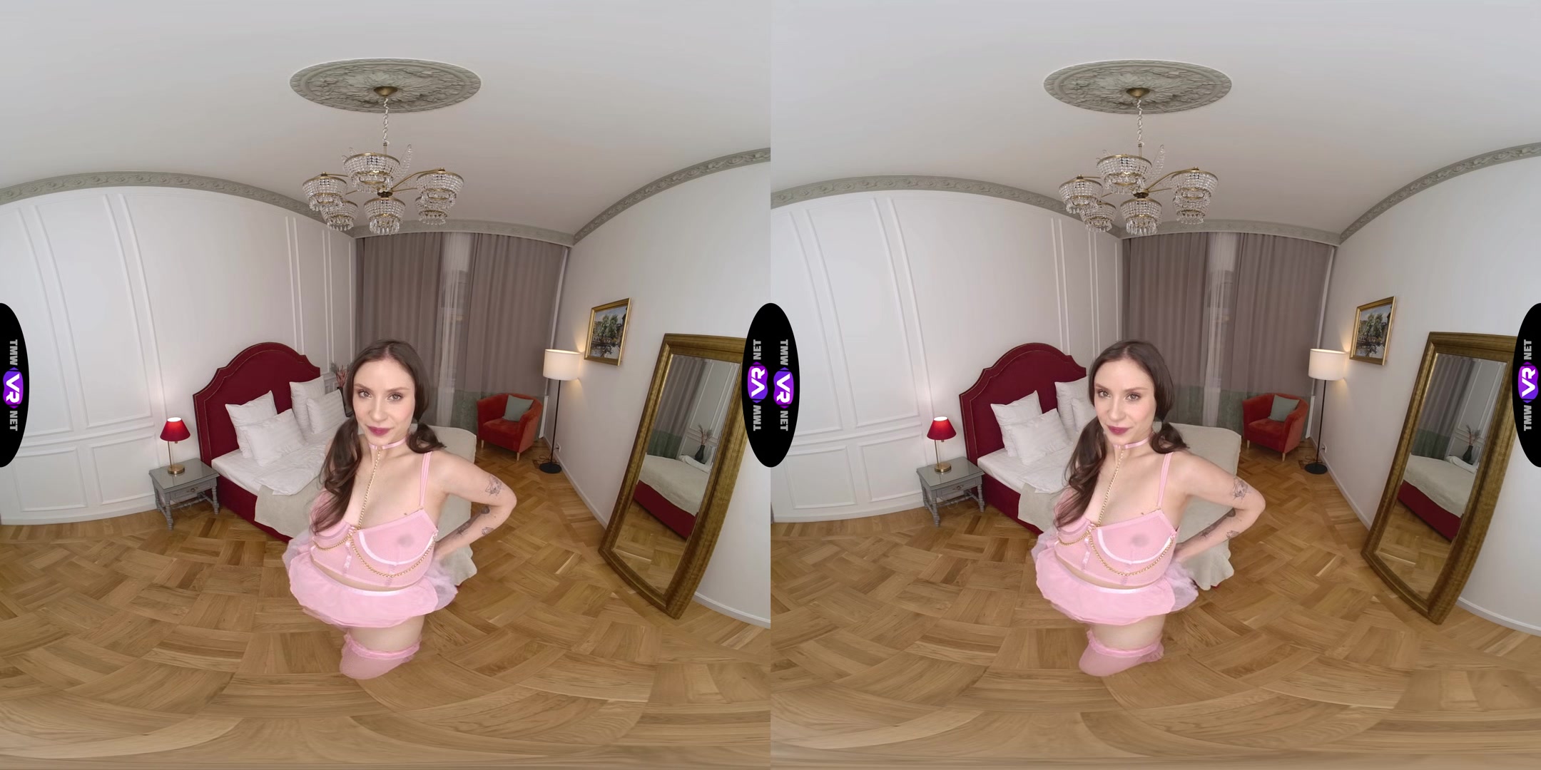 Sexy brunette in pink