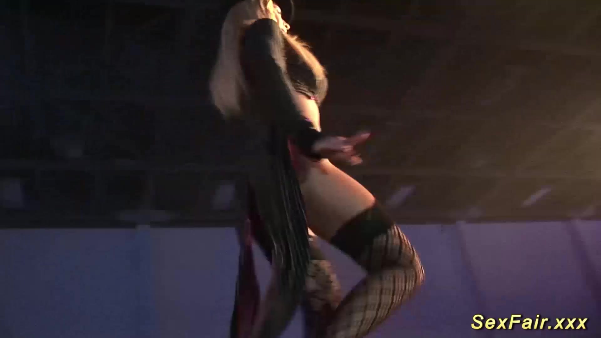 german busty milf on public stage