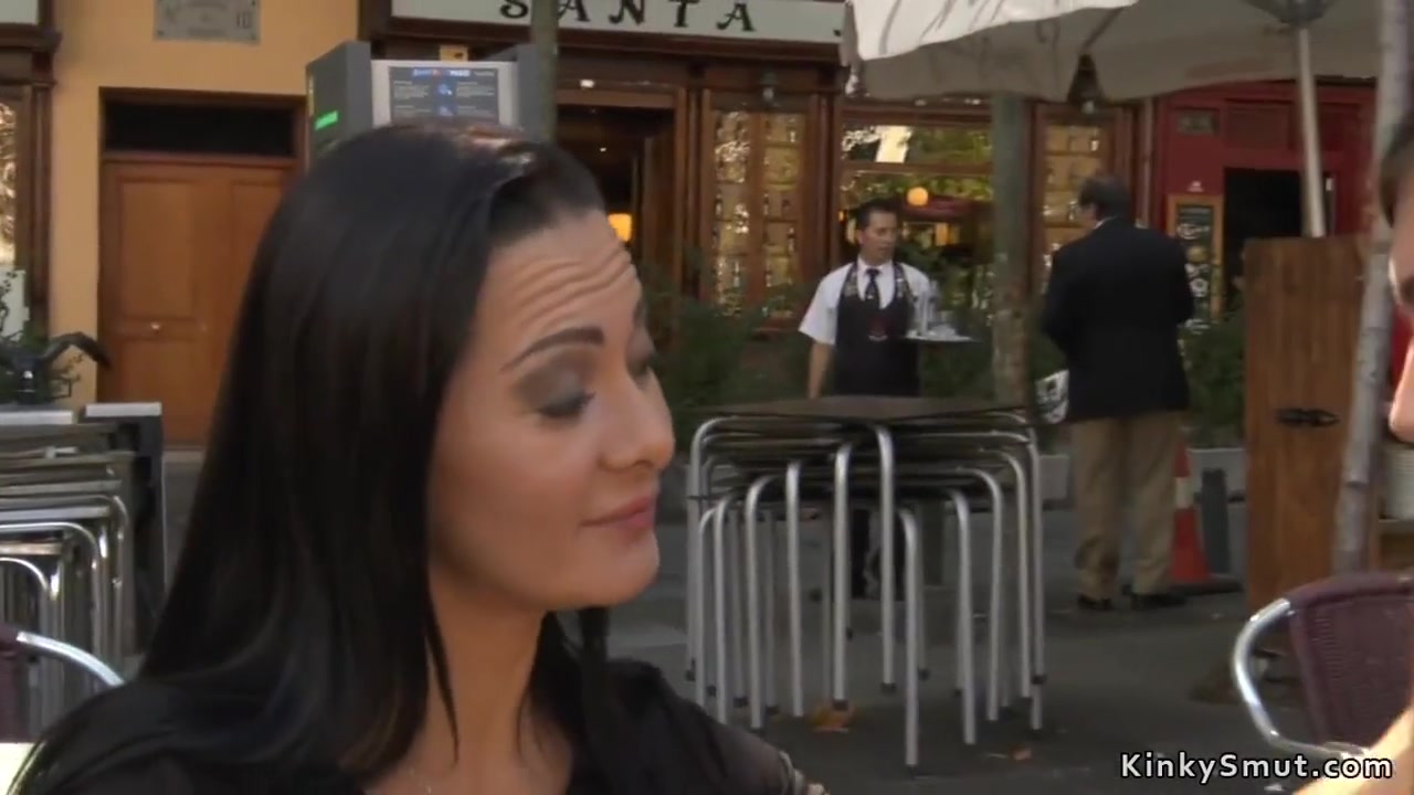 Brunette Sub Worship Feet In Public