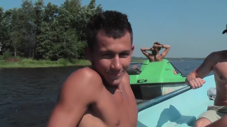 Titted golden-haired drilled hard in a boat