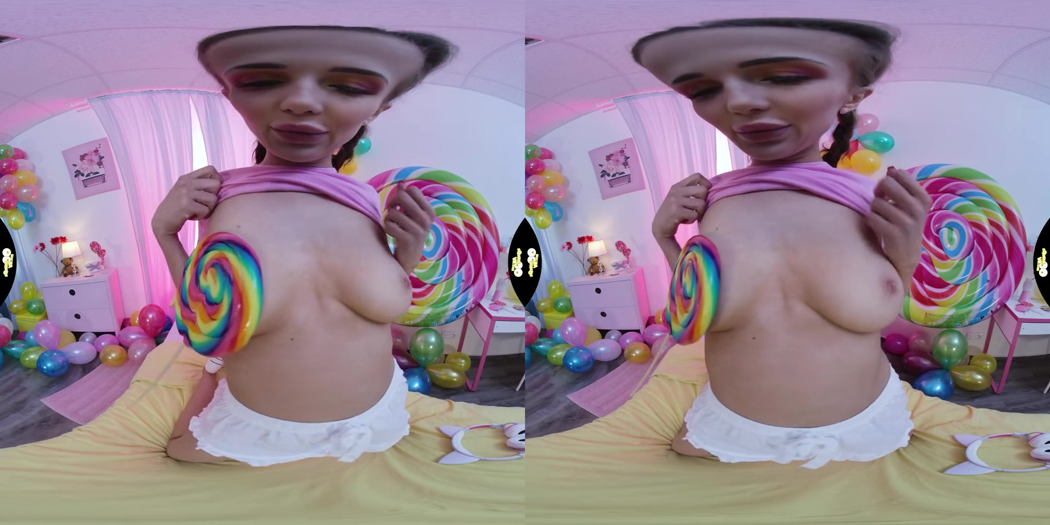 Sweet Lollipop; Busty Babe Solo Masturbation - SexLikeReal