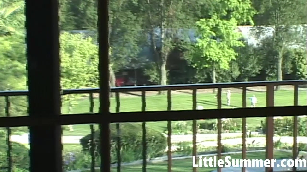 Little Summer strip and masturbate while seeing with binocular