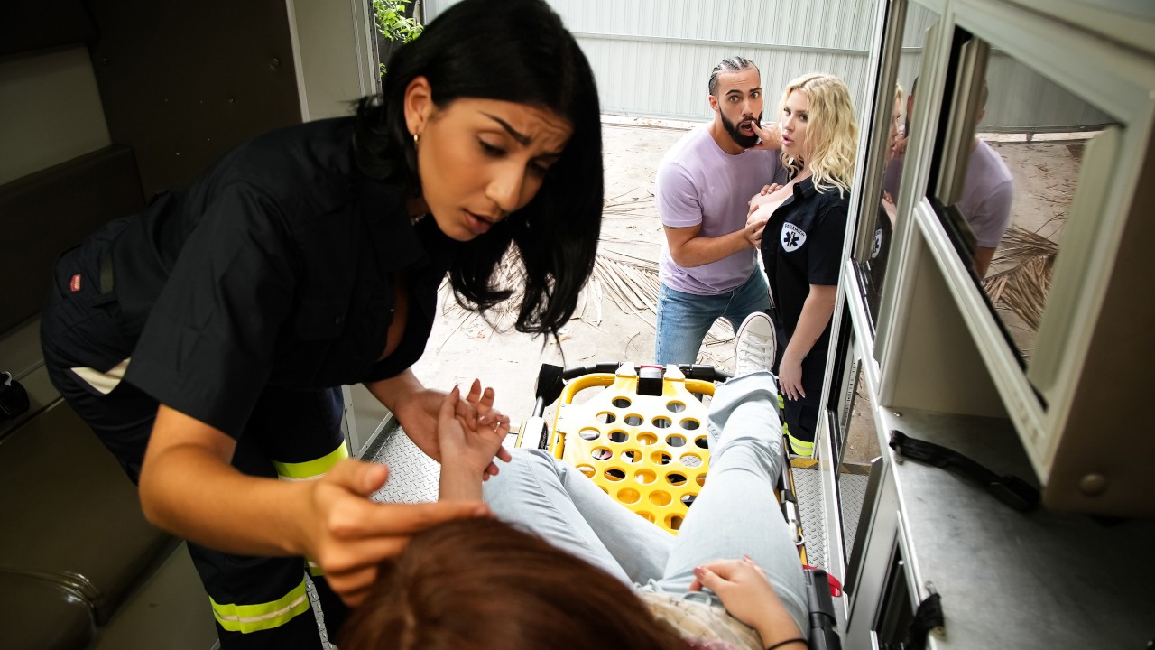 Emergency Threesome Video With Jenna Starr, James Angel, Roxie Sinner - RealityKings