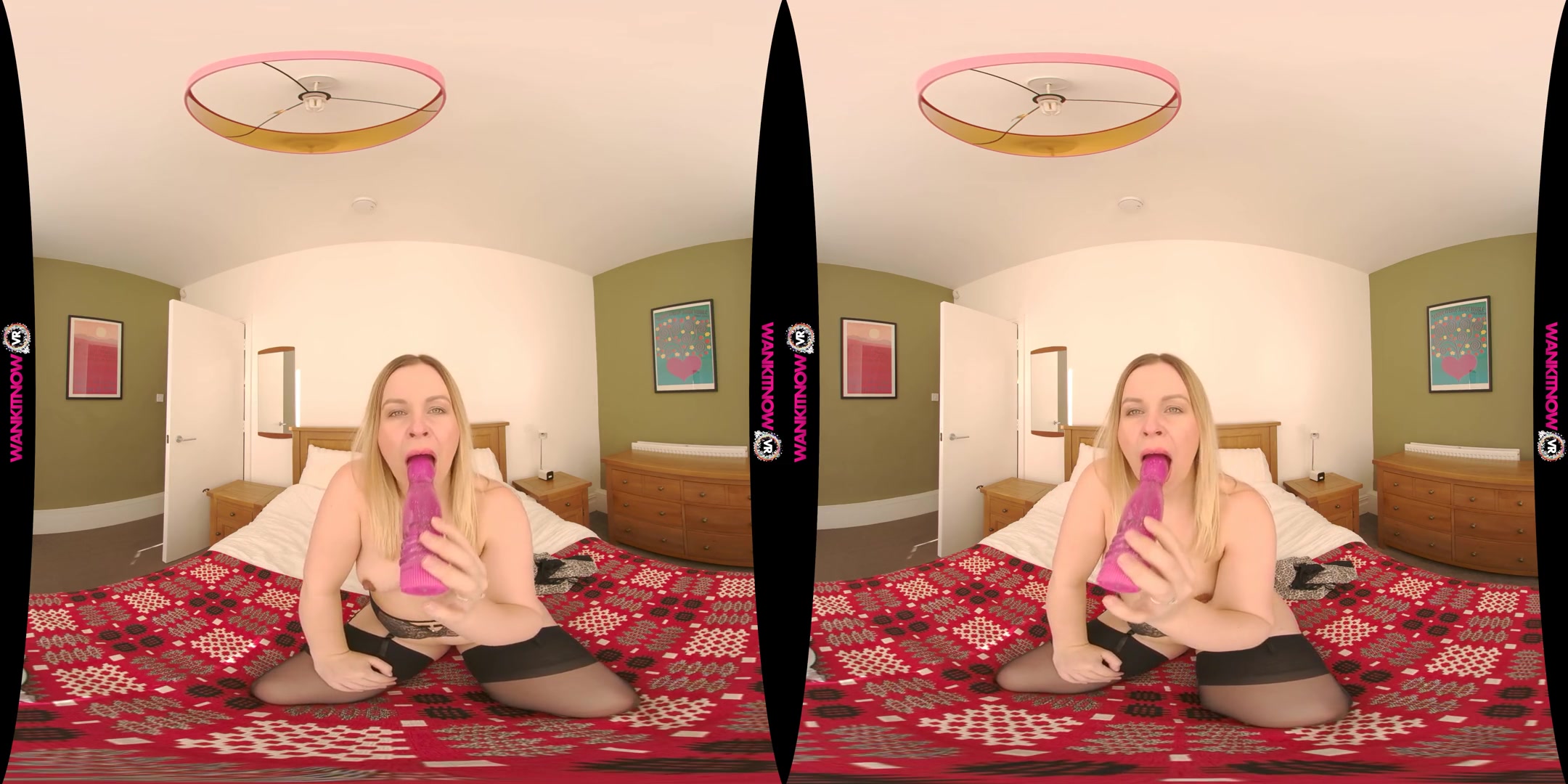 Watch Me Play - Horny Blonde Solo Stripping in Stockings
