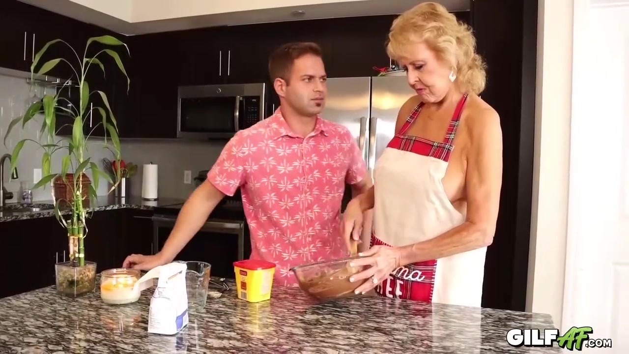 Gilfaf - 72 Year Old Grandma Fucks Stud In Kitchen - Desiree Eden