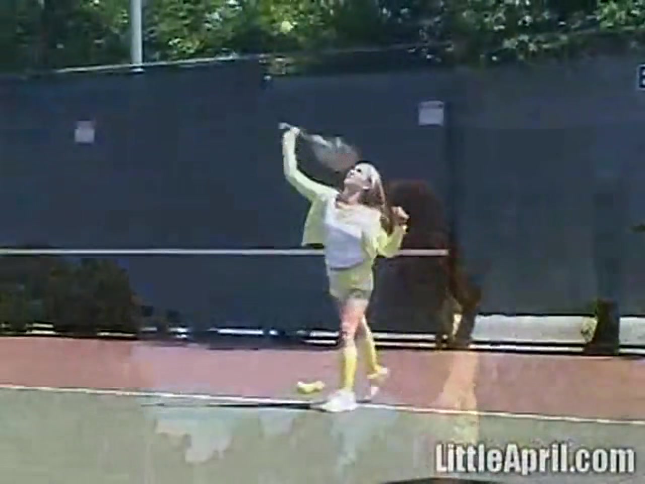 teen 18+ masturbates outdoors after tennis