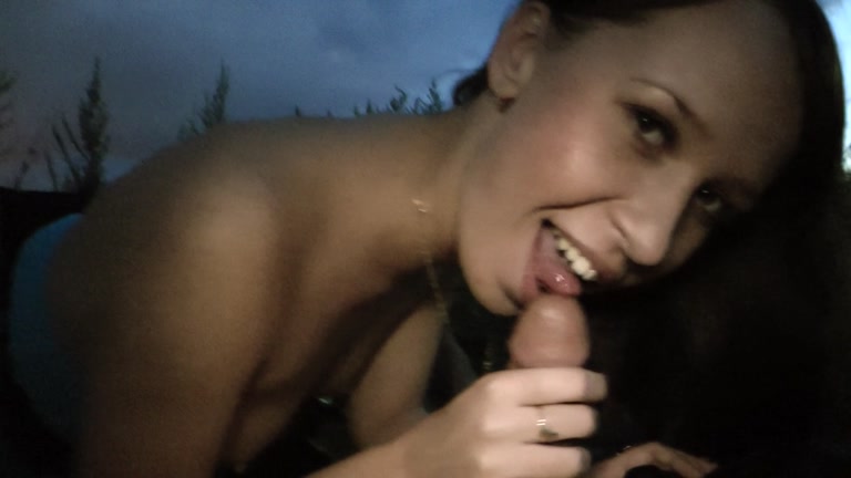 Girl sucking rod outdoors