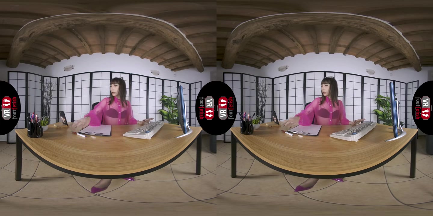 Outstanding Brunette Secretary Reine Vixen Loves Posing Her Hot Feet With Stockings In VR - VRFootFetish