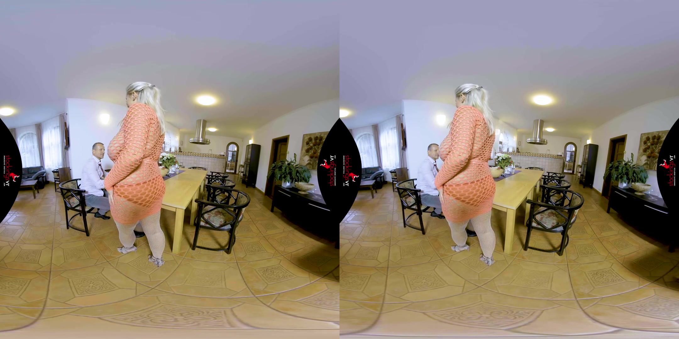 Fucking In Fishnets - BBW with Big Tits Bent Over the Counter 3D Porn