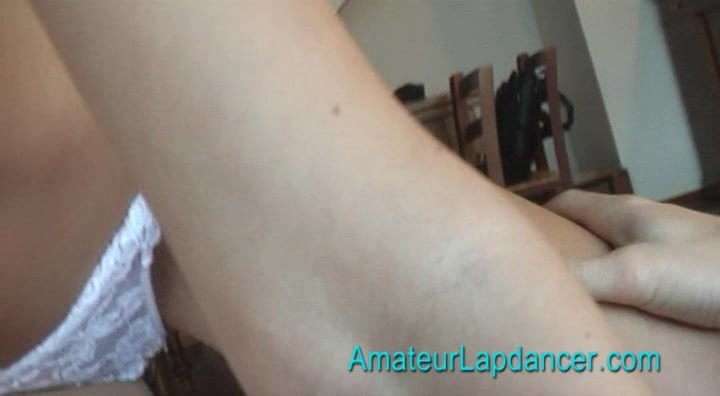Great blonde babe giving the world's best lapdance