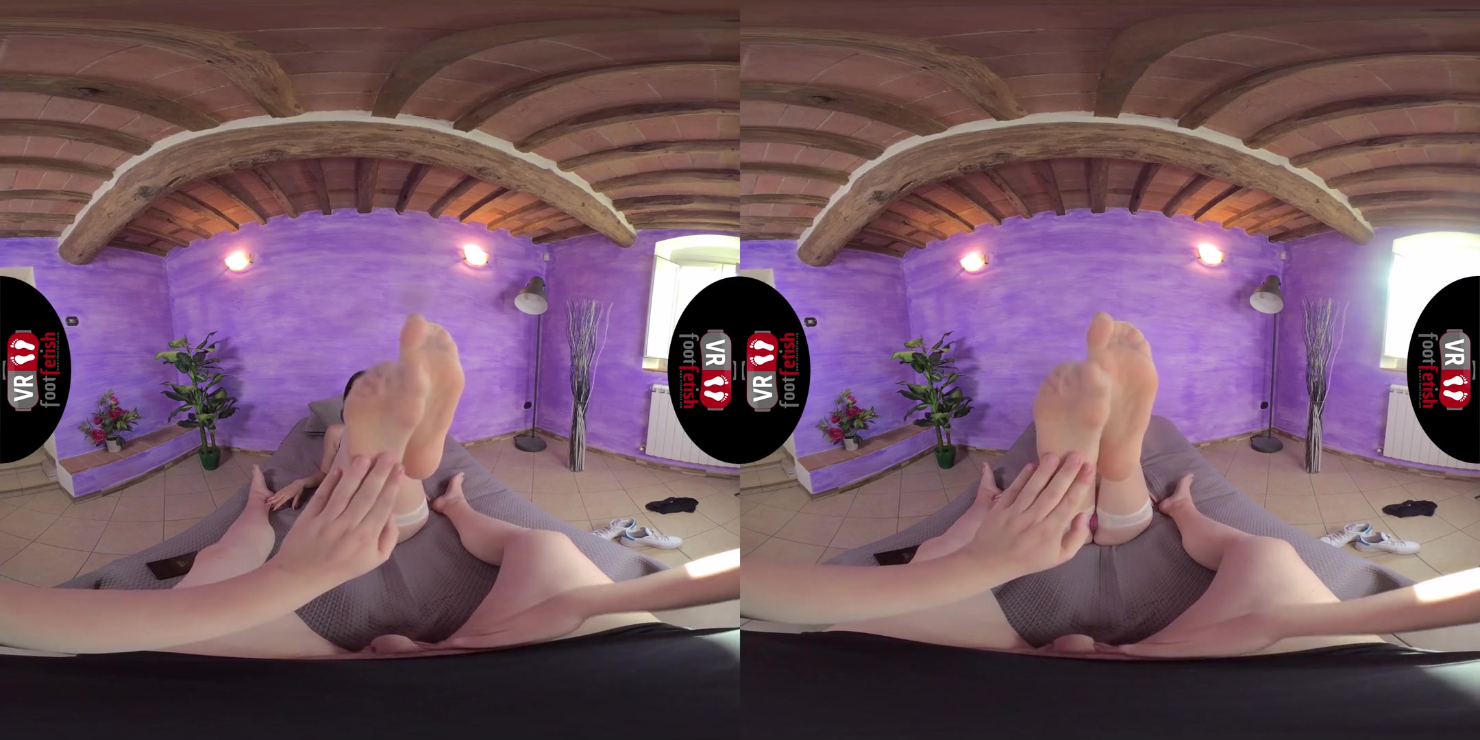 Naughty Lilian Has You Cum On Her Nyloned Feet; foot fetish stocking nylons footjob cumshot teen 18+