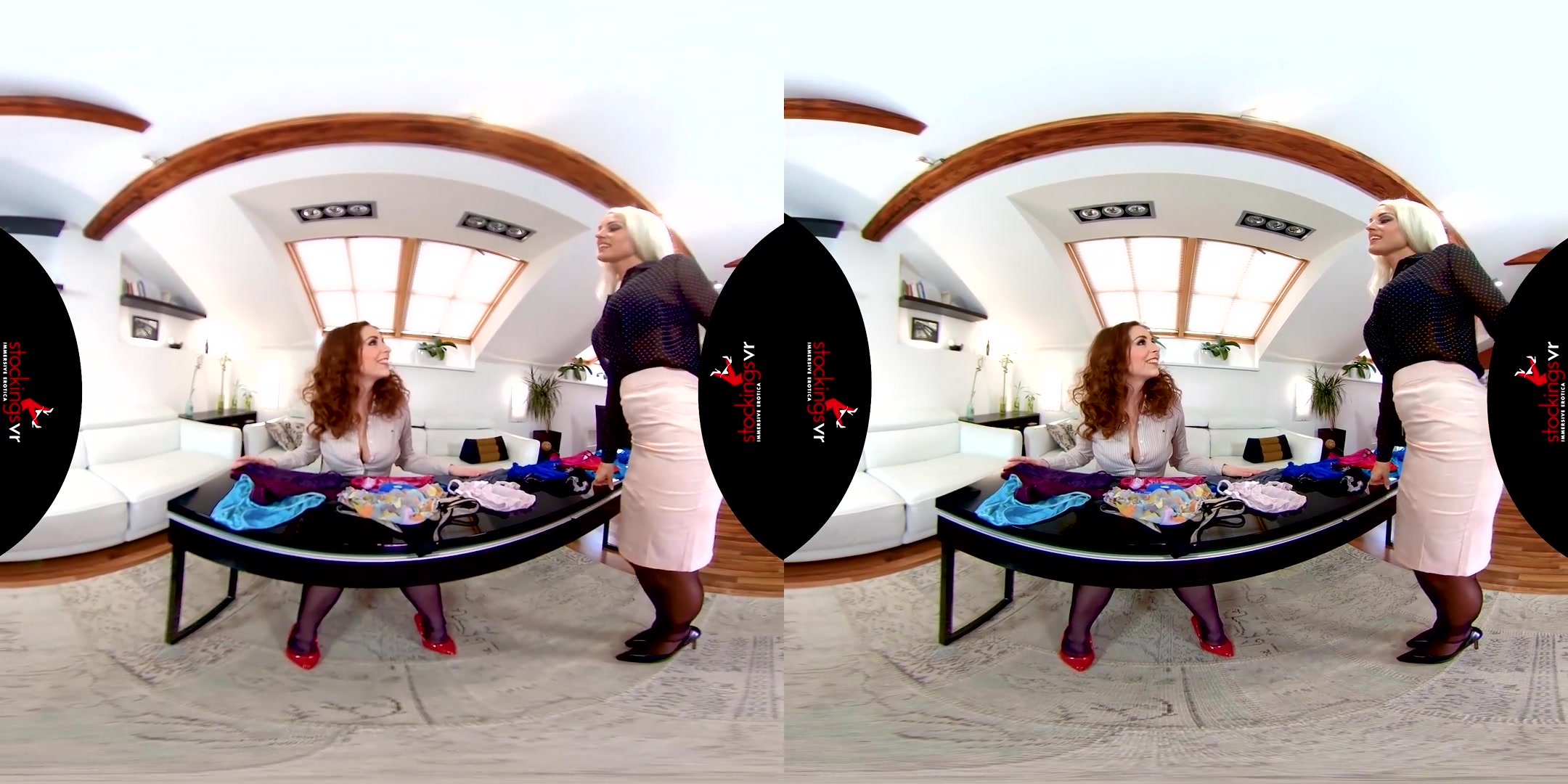 Antonia Sainz & Blanche Bradburry in Panty Model Audition - StockingsVR
