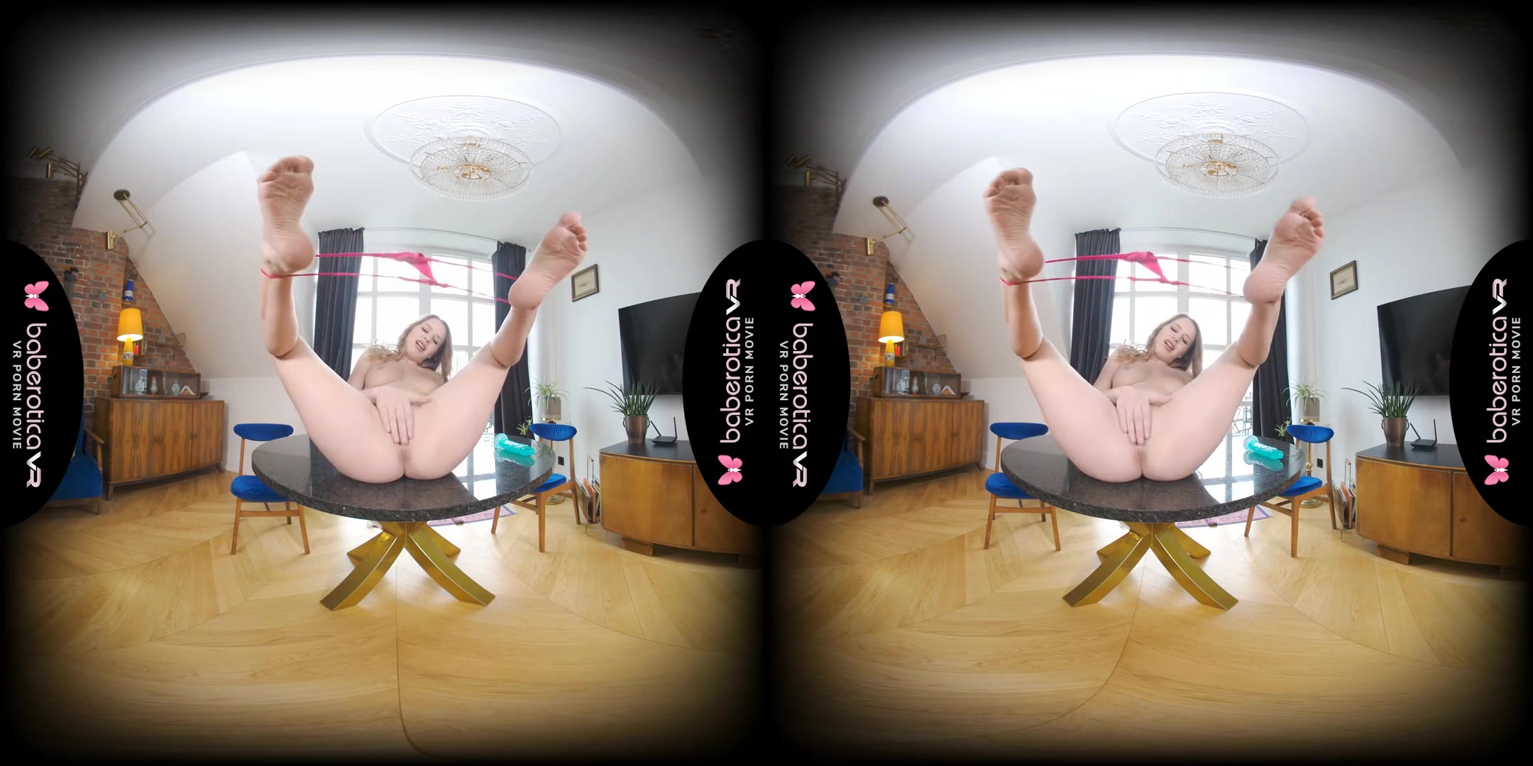 Blonde Svetlana Masturbates Herself On The Livingroom Table
