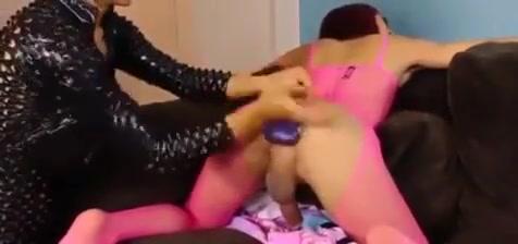 milf helping crossdresser to cum