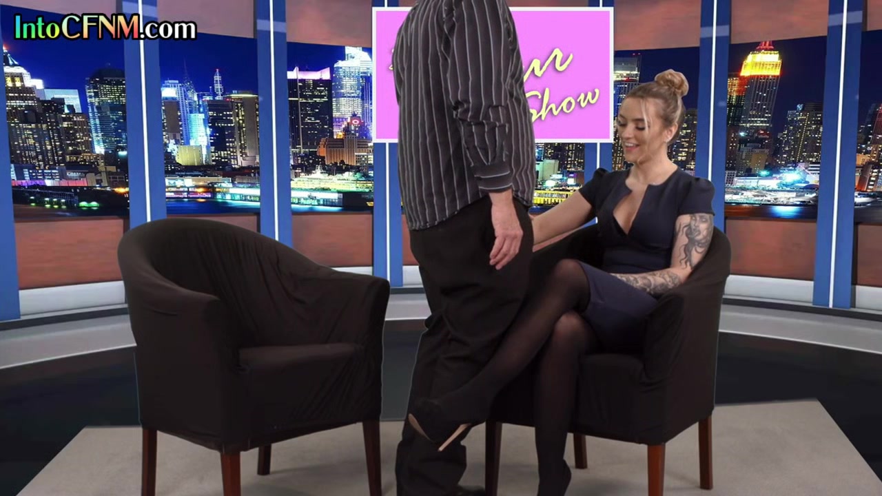 CFNM British amateur babe gives good BJ in live tv show