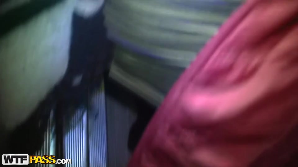 stripped cutie is group-fucked in a storage room