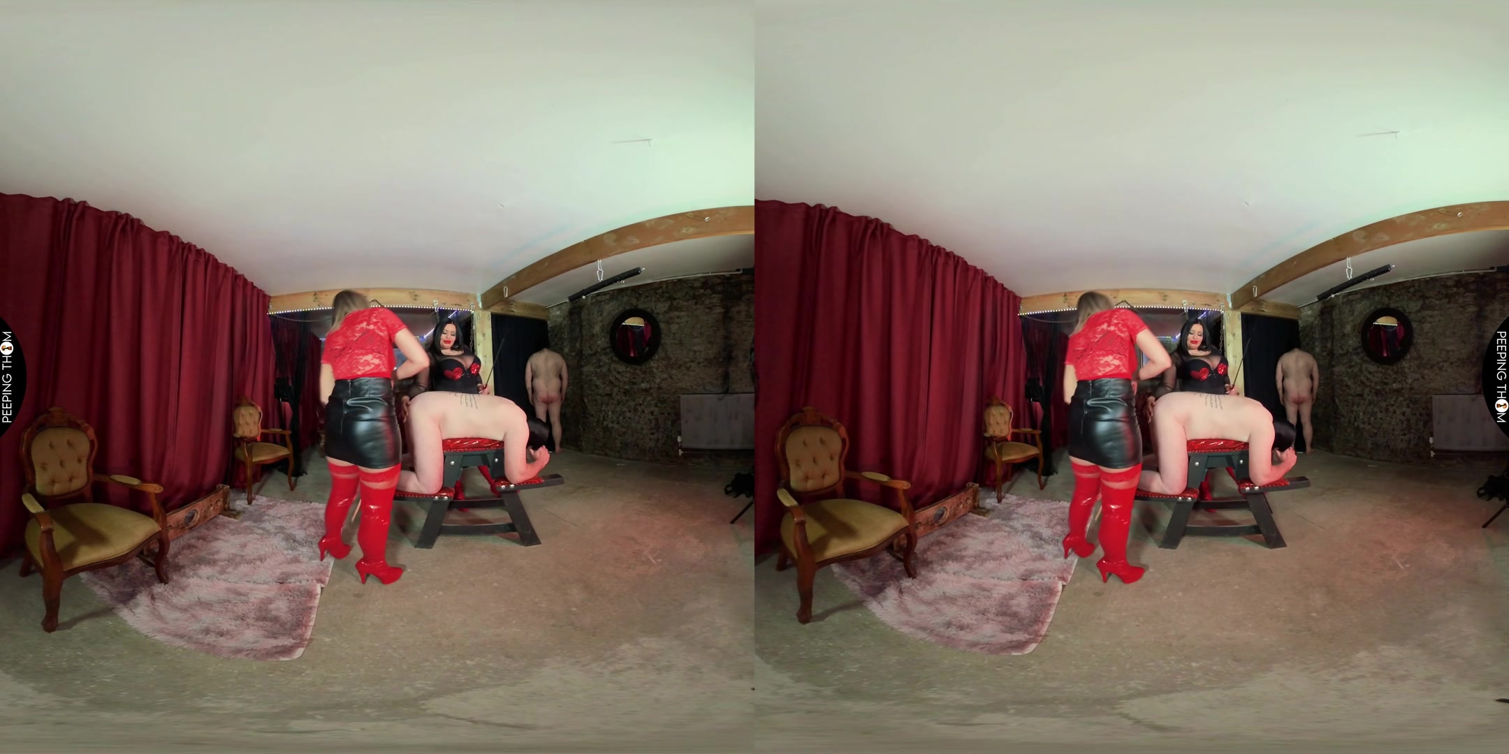 Mia and Aveena - Double Spanking - PeepingThom