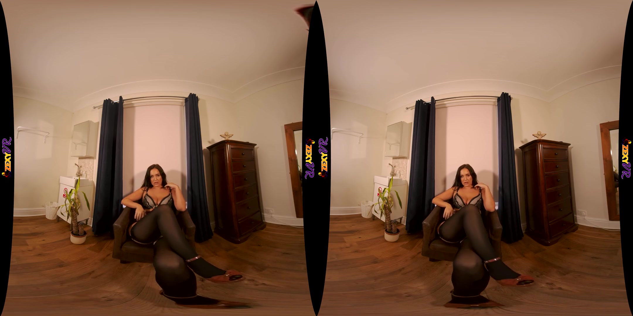 Care To Join? - Big Tit Brunette MILF Solo Striptease
