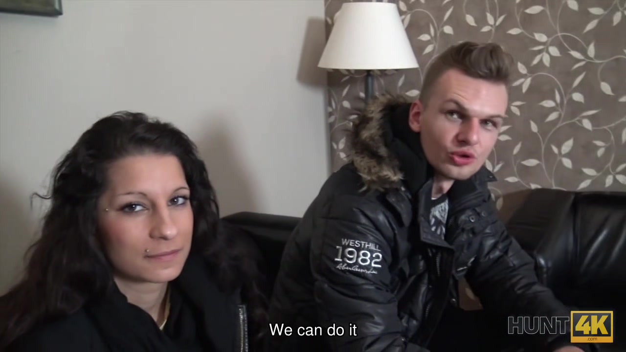HUNT4K. Boy watches girlfriend nailed on couch for fat stack of cash