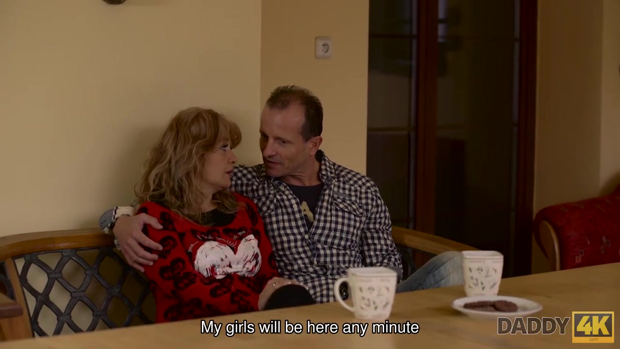 DADDY4K. Old man and beautiful teens 18+ relax together in living room