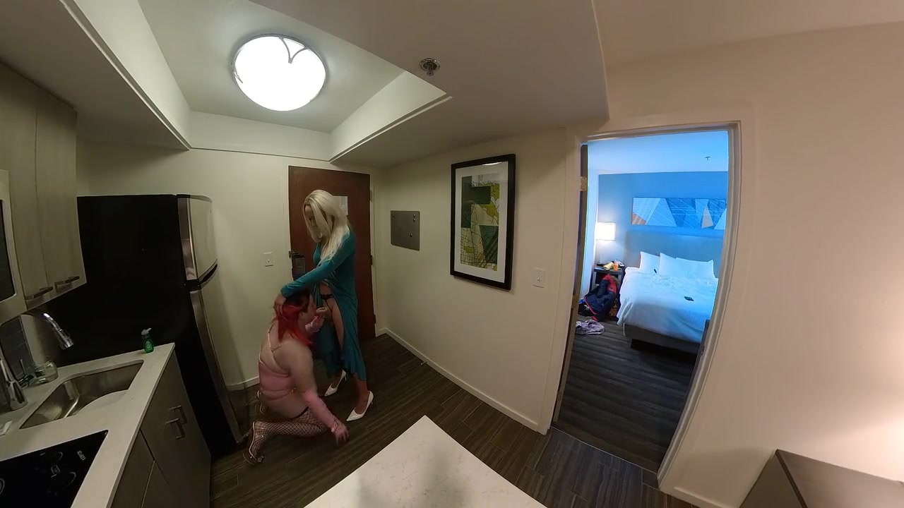 Sexy Trans Woman Sucking Crossdresser Cock In Kitchen