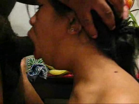 Thai slut takes huge black dick deep in the throat