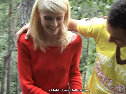 Blond fuck in the woods near the road