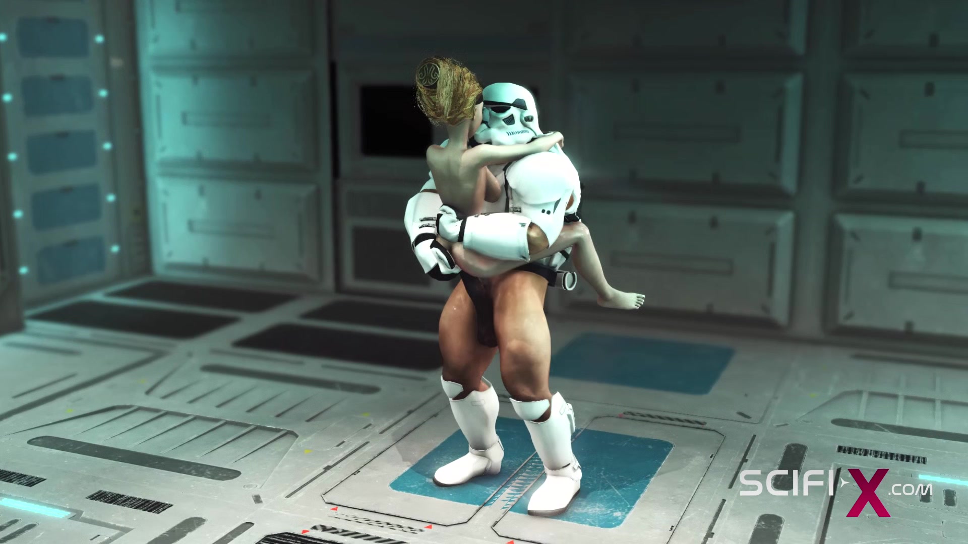A sexy young hottie gets fucked by stormtrooper in the spaceships