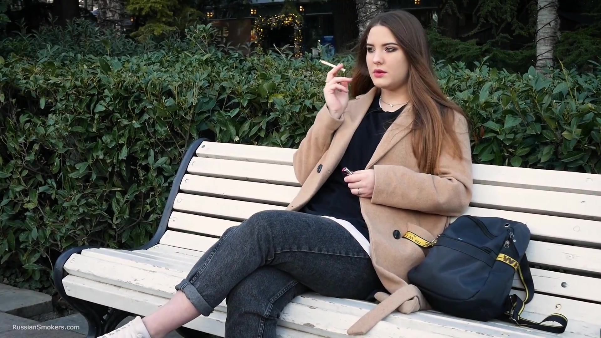Russian Girl Spends Her Lunch Break Smoking 3 Cigs In A Row