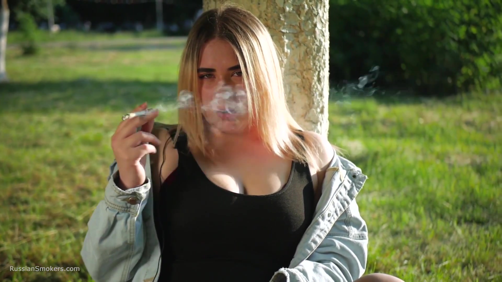 Nastya Is Smoking In The Park