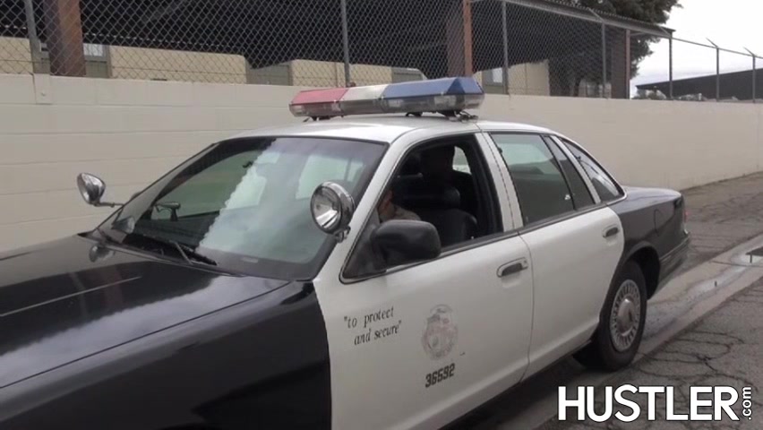 Policewoman Charity Bangs facialized in office interracial